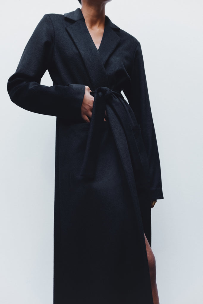 Tie-Up Wool Coat