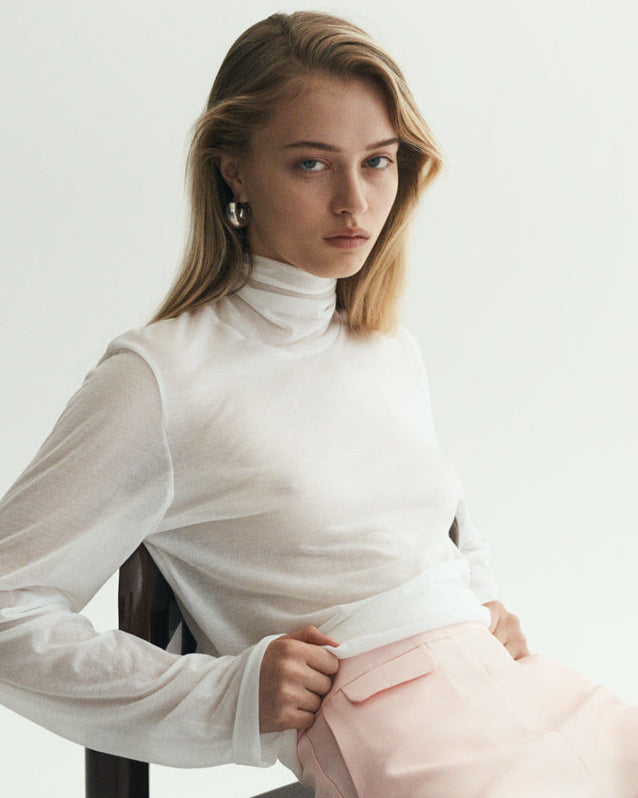 Fine Cotton Knit Turtleneck