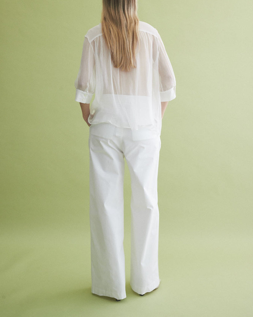 Relaxed cotton pleat pant