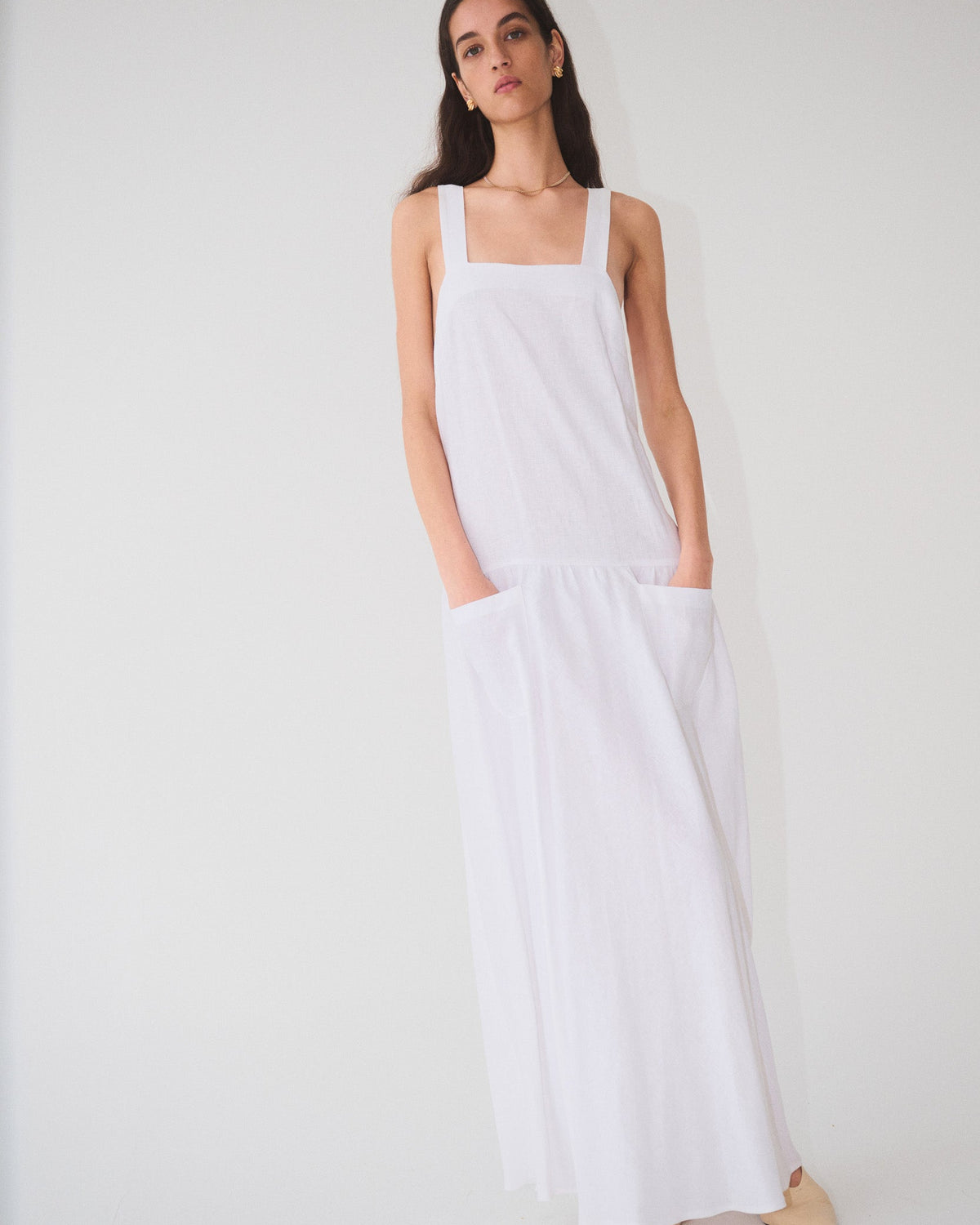 Athena cross back linen dress