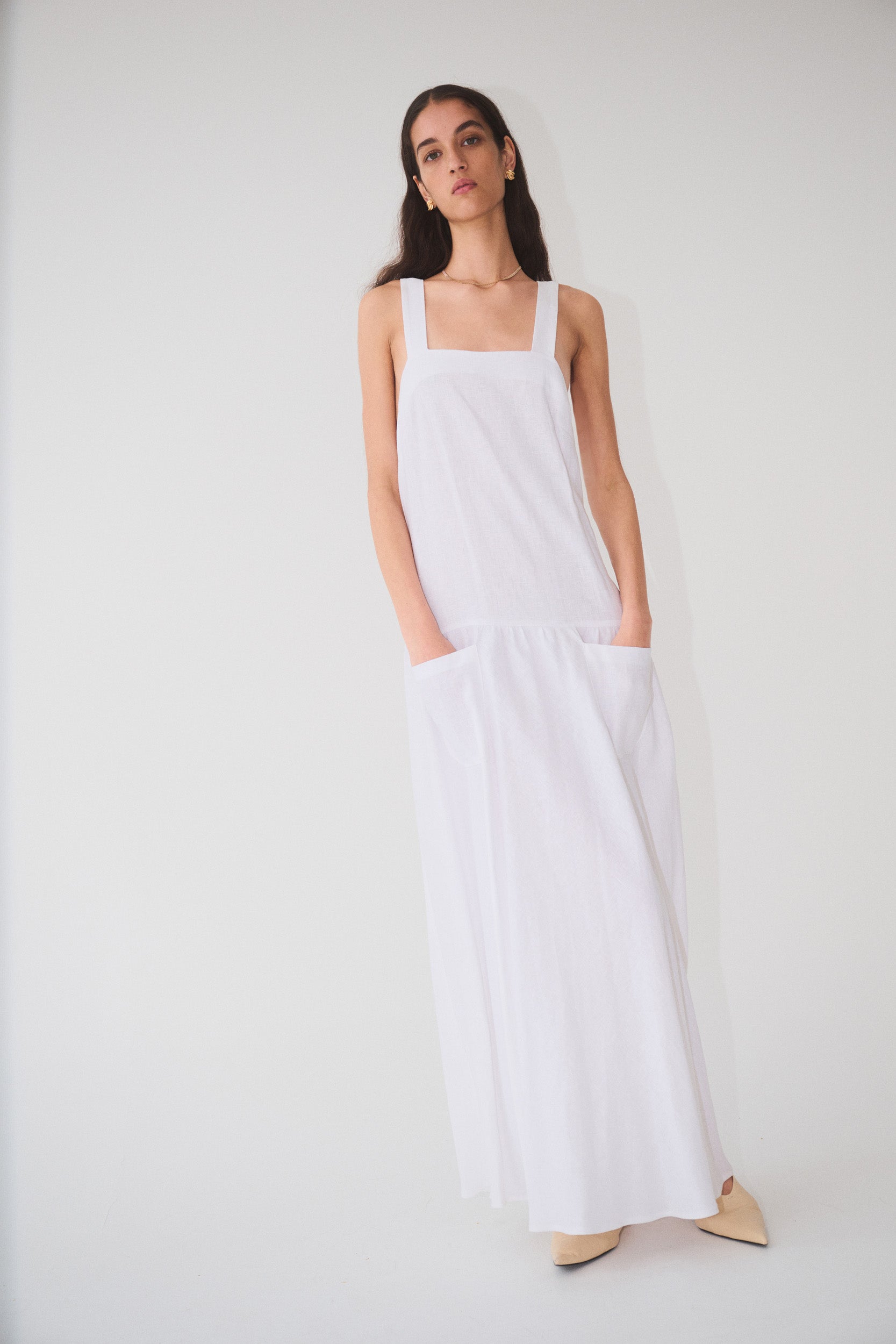 Athena cross back linen dress Matin