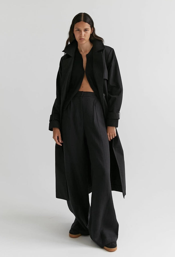 Herringbone Linen Wide Leg Pant