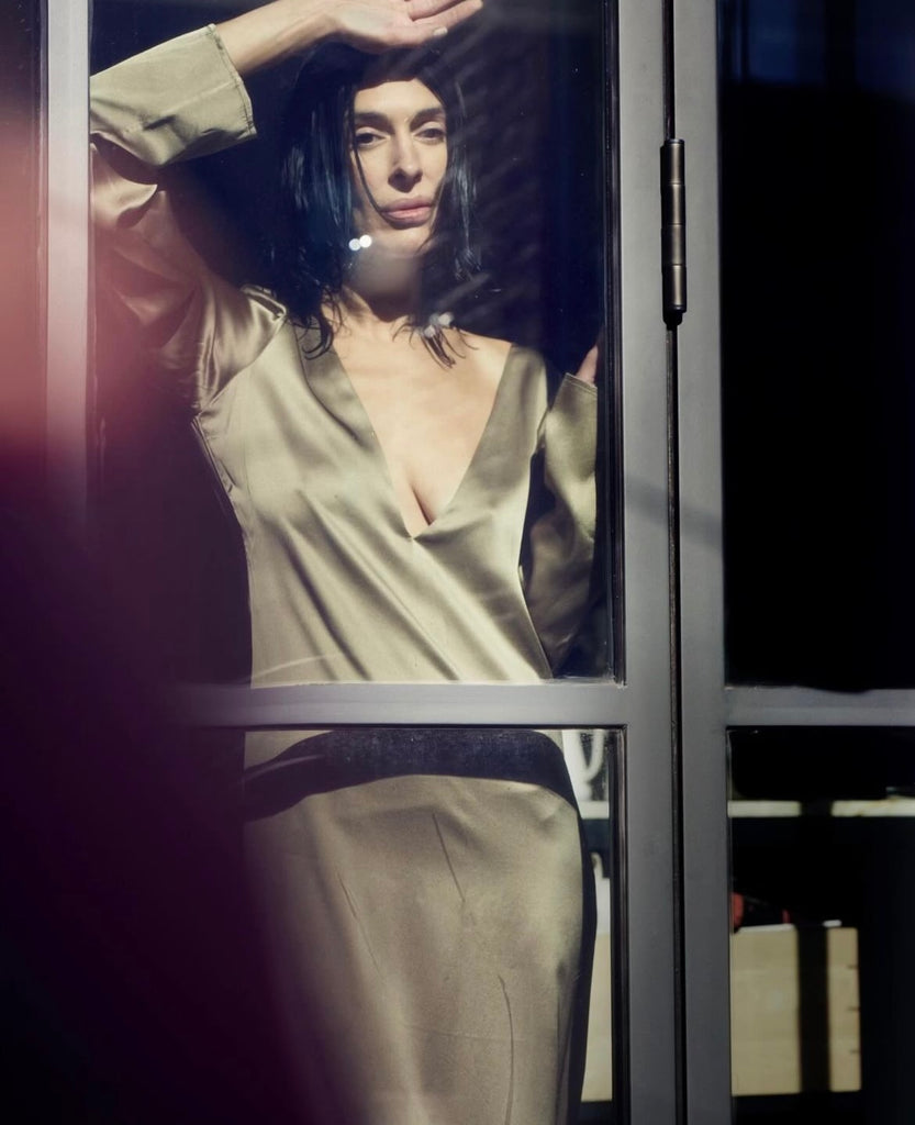 V-Neck Silk Dress