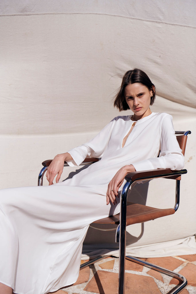 Keyhole Silk Dress