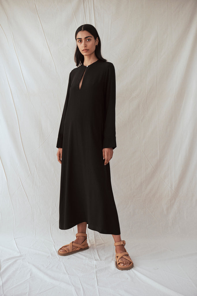 Keyhole Silk Dress
